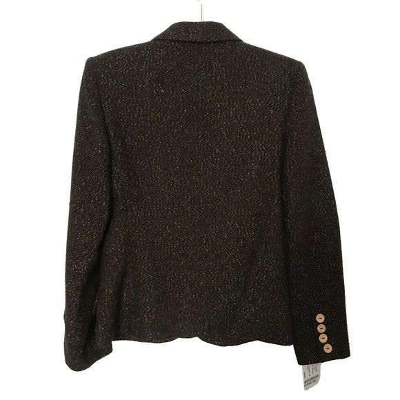ALLUMETTE A.C PARIS;  Shimmer Season Brown Blazer Jacket Coat with Gold Buttons - Picture 5 of 8